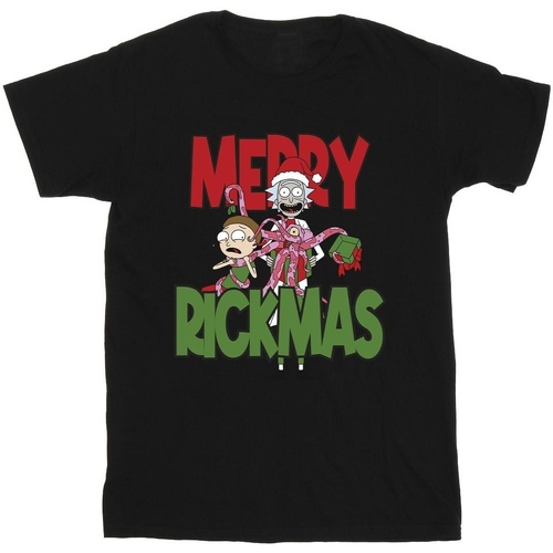 textil Hombre Camisetas manga larga Rick And Morty Merry Rickmas Negro