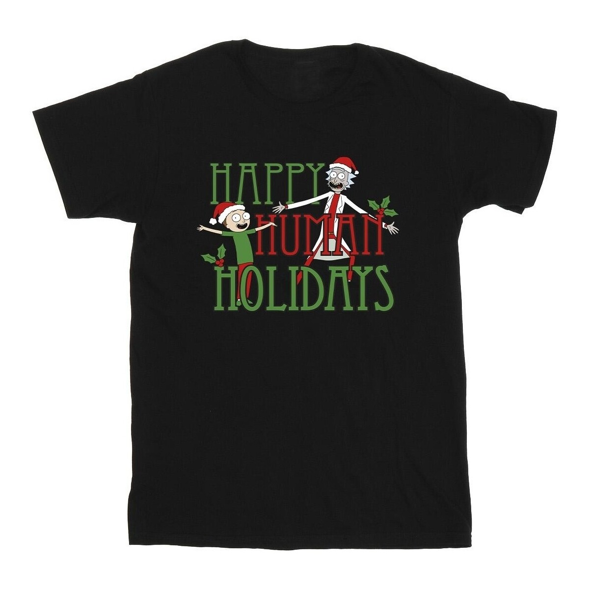 textil Hombre Camisetas manga larga Rick And Morty Happy Human Holidays Negro