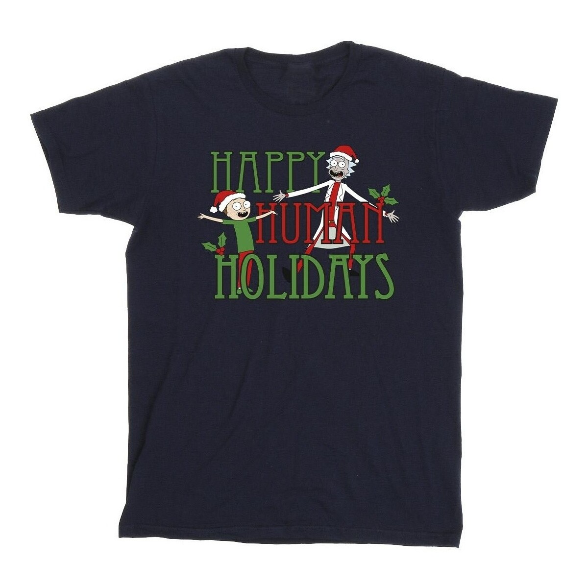 textil Hombre Camisetas manga larga Rick And Morty Happy Human Holidays Azul