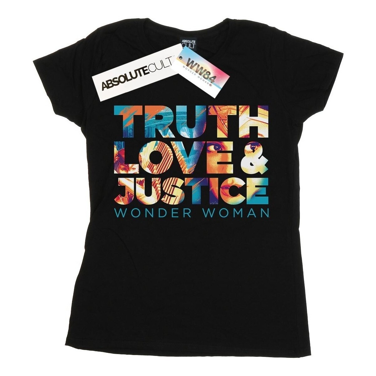 textil Mujer Camisetas manga larga Dc Comics Wonder Woman 84 Diana Truth Love Justice Negro
