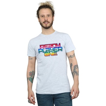 textil Hombre Camisetas manga larga Ready Player One Rainbow Logo Gris