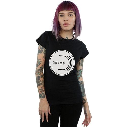 textil Mujer Camisetas manga larga Westworld Delos Circular Logo Negro