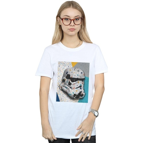 textil Mujer Camisetas manga larga Disney Stormtrooper Pattern Helmet Blanco