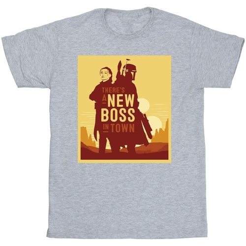 textil Hombre Camisetas manga larga Disney The Book Of Boba Fett New Boss Sun Silhouette Gris