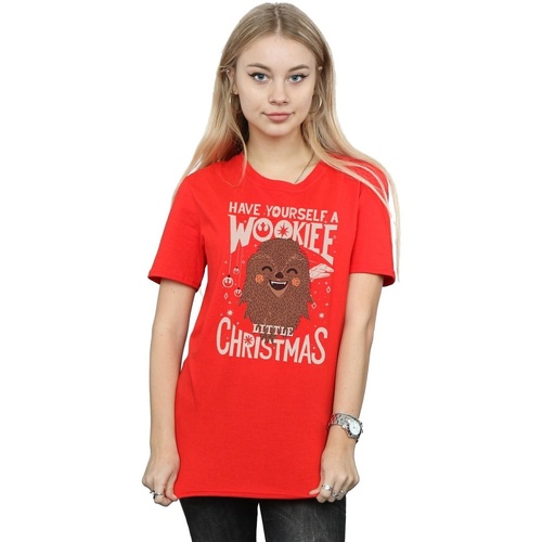 textil Mujer Camisetas manga larga Disney Wookiee Little Christmas Rojo