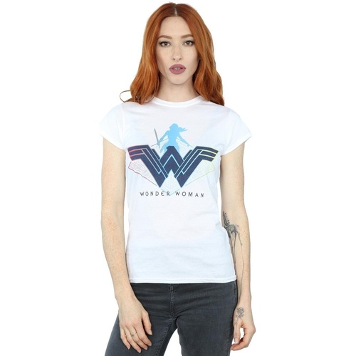 textil Mujer Camisetas manga larga Dc Comics Wonder Woman Warrior Logo Blanco