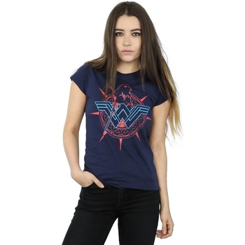 textil Mujer Camisetas manga larga Dc Comics Wonder Woman Warrior Shield Azul
