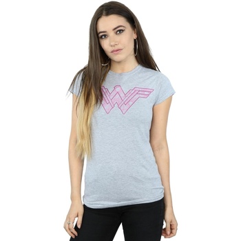 textil Mujer Camisetas manga larga Dc Comics Wonder Woman Mosaic Fill Gris