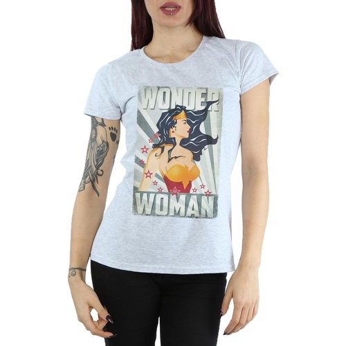 textil Mujer Camisetas manga larga Dc Comics Wonder Woman Poster Gris