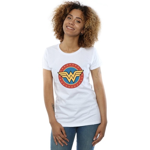 textil Mujer Camisetas manga larga Dc Comics Wonder Woman Circle Logo Blanco