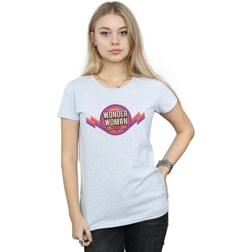 textil Mujer Camisetas manga larga Dc Comics Wonder Woman Rainbow Logo Gris