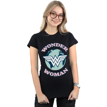 textil Mujer Camisetas manga larga Dc Comics Wonder Woman Planet Symbol Negro