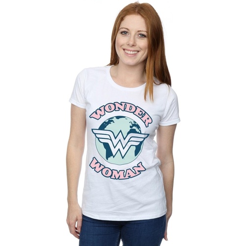 textil Mujer Camisetas manga larga Dc Comics Wonder Woman Planet Symbol Blanco