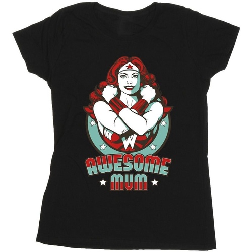textil Mujer Camisetas manga larga Dc Comics Wonder Woman Wonderful Mum Negro