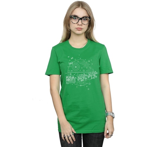 textil Mujer Camisetas manga larga Disney Death Star Sleigh Verde