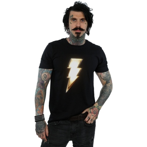 textil Hombre Camisetas manga larga Dc Comics Shazam Bolt Logo Negro