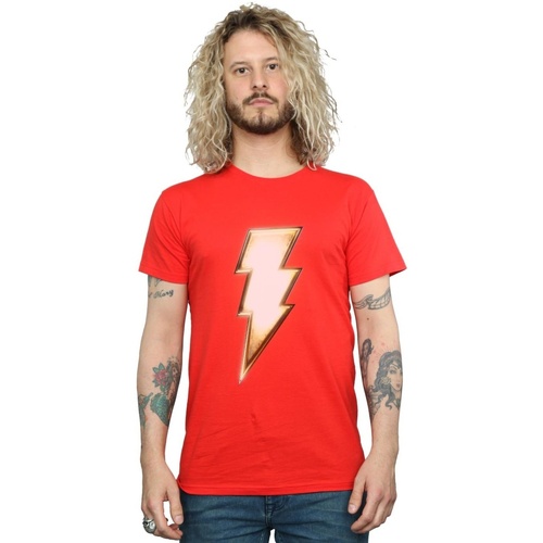 textil Hombre Camisetas manga larga Dc Comics Shazam Bolt Logo Rojo
