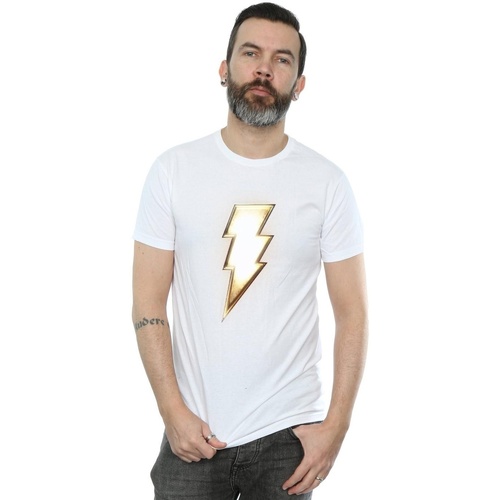 textil Hombre Camisetas manga larga Dc Comics Shazam Bolt Logo Blanco