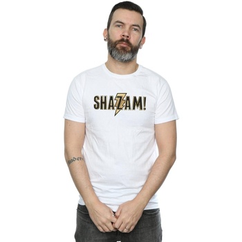 textil Hombre Camisetas manga larga Dc Comics Shazam Text Logo Blanco
