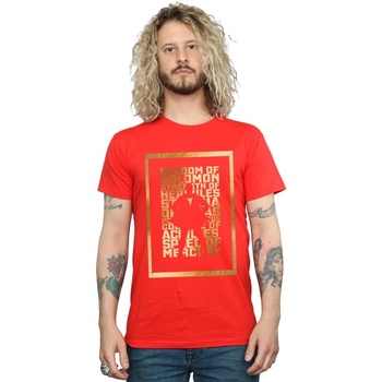textil Hombre Camisetas manga larga Dc Comics Shazam Gold Text Rojo