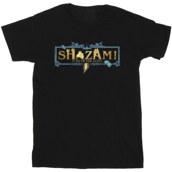 textil Hombre Camisetas manga larga Dc Comics Shazam Fury Of The Gods Golden Logo Negro