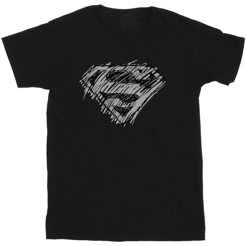 textil Hombre Camisetas manga larga Dc Comics Superman Logo Sketch Negro