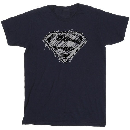 textil Hombre Camisetas manga larga Dc Comics Superman Logo Sketch Azul