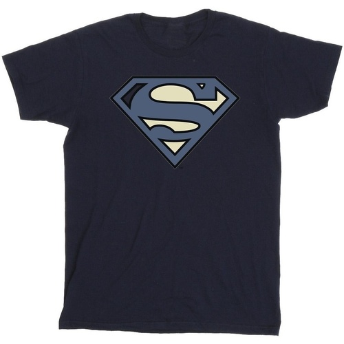 textil Hombre Camisetas manga larga Dc Comics Superman Indigo Blue Logo Azul