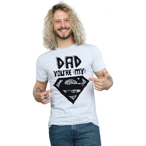 textil Hombre Camisetas manga larga Dc Comics Superman Super Dad Gris