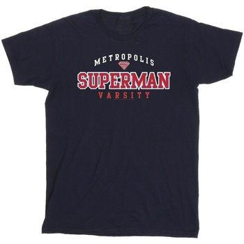 textil Hombre Camisetas manga larga Dc Comics Superman Metropolis Varsity Azul