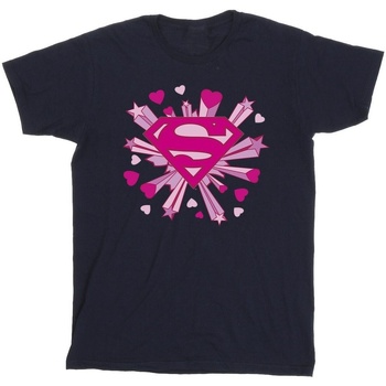 textil Hombre Camisetas manga larga Dc Comics Superman Pink Hearts And Stars Logo Azul