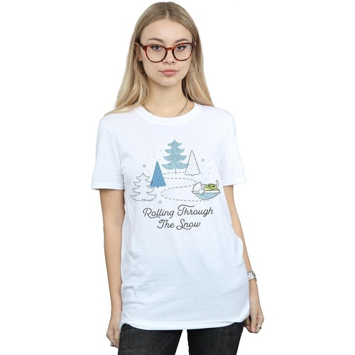 textil Mujer Camisetas manga larga Disney The Mandalorian Rolling Through The Snow Blanco