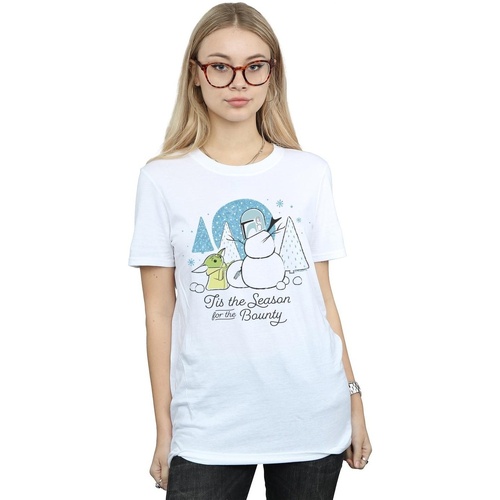 textil Mujer Camisetas manga larga Disney The Mandalorian Tis The Season Blanco