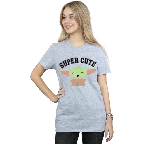 textil Mujer Camisetas manga larga Disney The Mandalorian Super Cute Gris