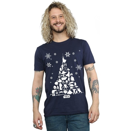textil Hombre Camisetas manga larga Disney Christmas Tree Azul