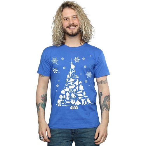 textil Hombre Camisetas manga larga Disney Christmas Tree Azul