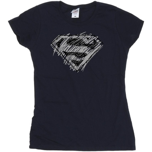textil Mujer Camisetas manga larga Dc Comics Superman Logo Sketch Azul