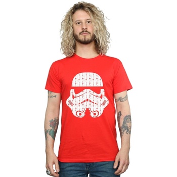 textil Hombre Camisetas manga larga Disney Christmas Stormtrooper Helmet Rojo