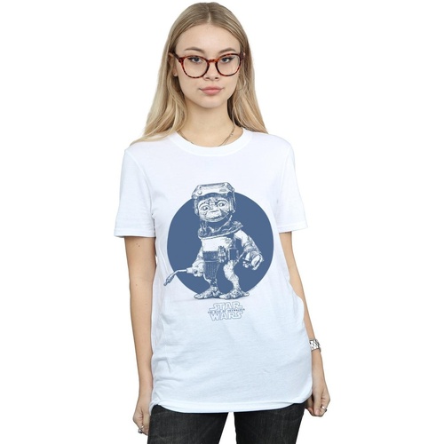 textil Mujer Camisetas manga larga Disney The Rise Of Skywalker Babu Frik Mono Blanco