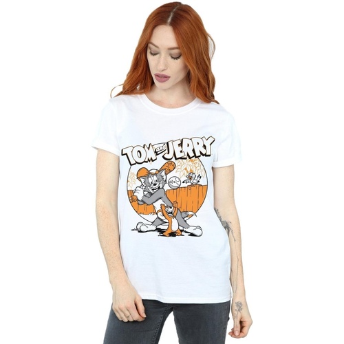textil Mujer Camisetas manga larga Dessins Animés Play Baseball Blanco