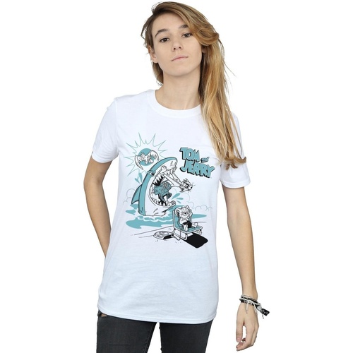 textil Mujer Camisetas manga larga Dessins Animés Summer Shark Blanco
