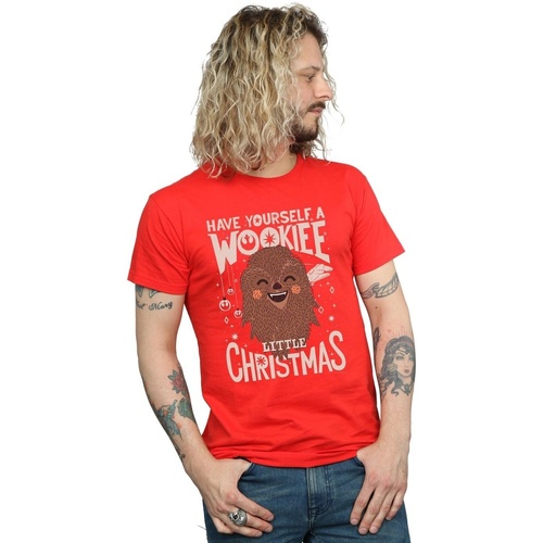 textil Hombre Camisetas manga larga Disney Wookiee Little Christmas Rojo