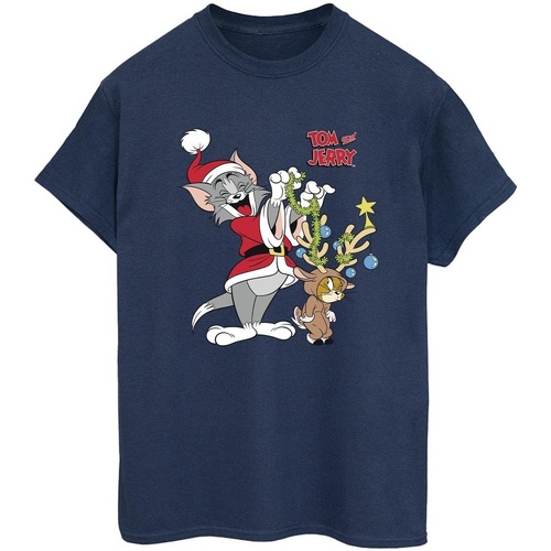 textil Mujer Camisetas manga larga Tom & Jerry Christmas Reindeer Azul