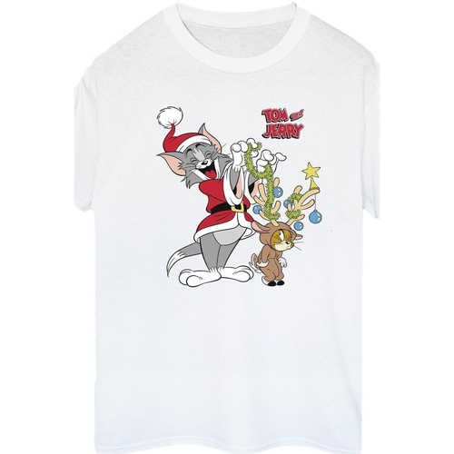 textil Mujer Camisetas manga larga Tom & Jerry Christmas Reindeer Blanco