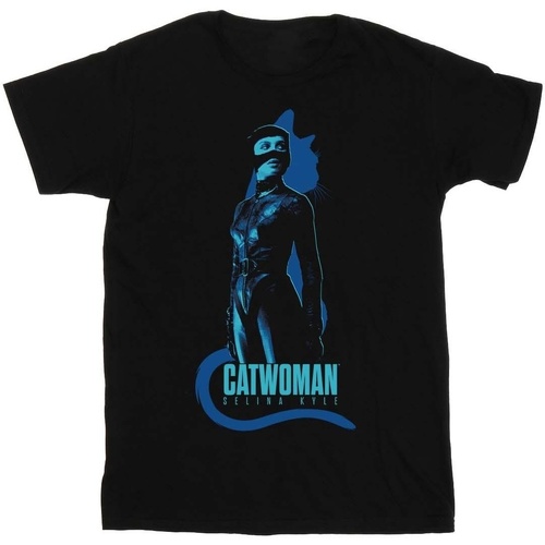 textil Mujer Camisetas manga larga Dc Comics The Batman Catwoman Silhouette Negro