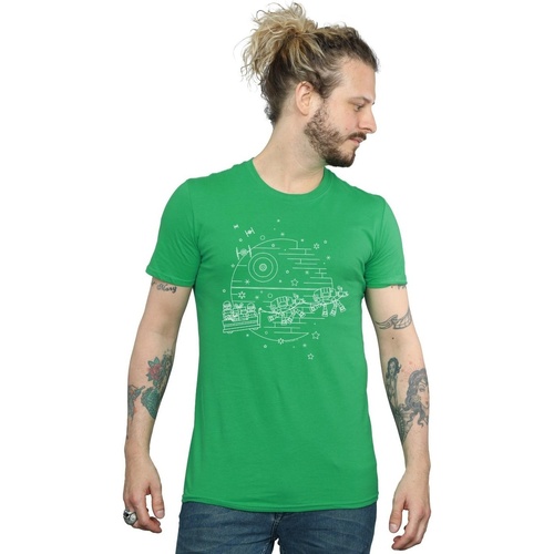 textil Hombre Camisetas manga larga Disney Death Star Sleigh Verde