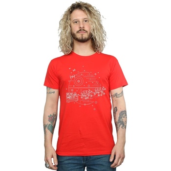 textil Hombre Camisetas manga larga Disney Death Star Sleigh Rojo