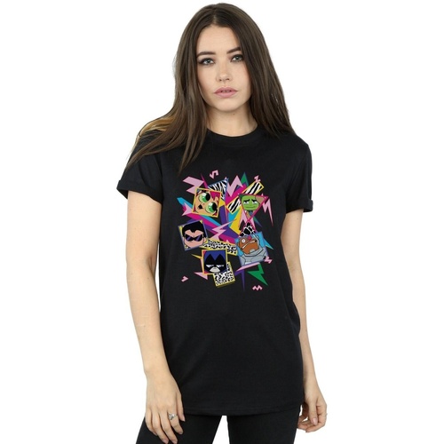 textil Mujer Camisetas manga larga Dc Comics Teen Titans Go 80s Icons Negro