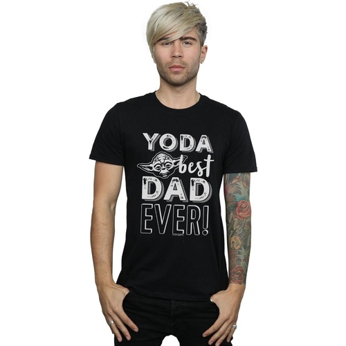 textil Hombre Camisetas manga larga Disney Yoda Best Dad Negro