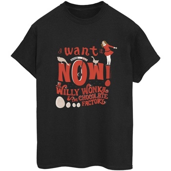 textil Mujer Camisetas manga larga Willy Wonka Verruca Salt I Want It Now Negro